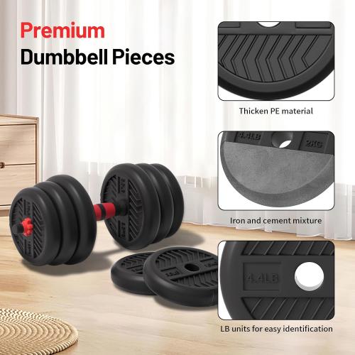 Adjustable Dumbbell, 20/30/40/60/80lbs Dumbbells Set, 4-in-1 Free Weights for Women/Men Workout Equipment Used as Barbell/Kettlebells/Push up Stand for Home Gym