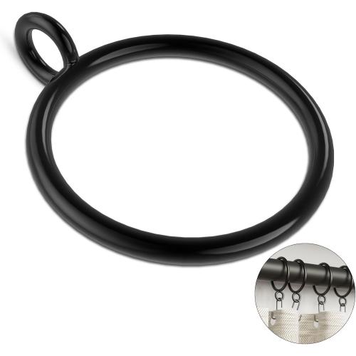 50 Packs Black Metal Curtain Rings with Eyelets, 1 inch Inner Diameter Drapery Rings Apply for Curtain Rods(Fits Up to 3/4-Inch Rod)