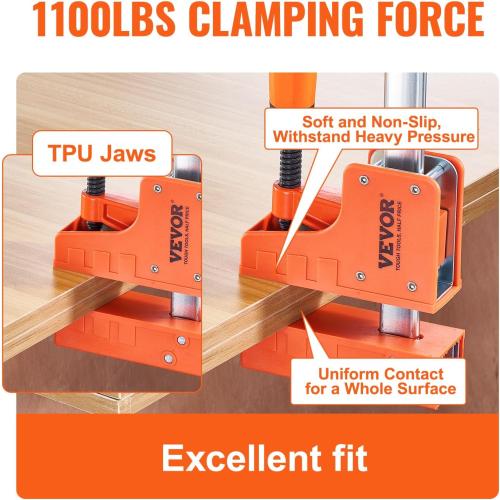 VEVOR Bar Clamps for Woodworking, 2-Pack Parallel Clamp Set, F Clamp, Even Pressure, High-strength Plastic and Carbon Steel, Wood clamps for Woodworking Metal Working