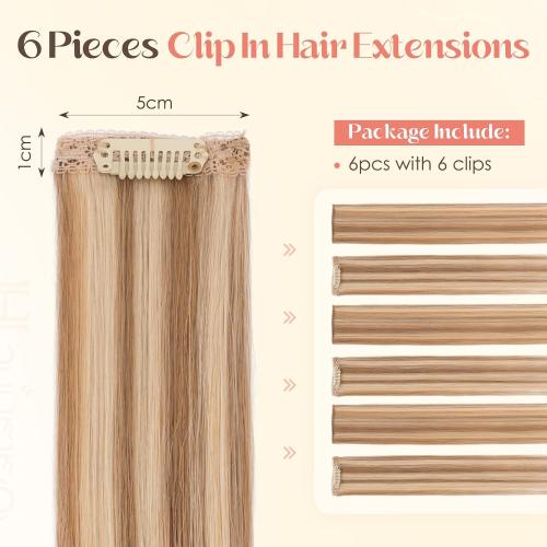 Hairro 6PCS 6 Clips In Short Hair Extensions Remy Real Human Hair Clip Ins Mini Clip On Hairpin Hairpieces For Women 31g 10 Inch #6P613R