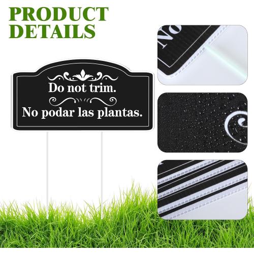Soaoo 4 Pcs Do Not Trim Yard Signs with Stakes for Garden, Black, Elegant