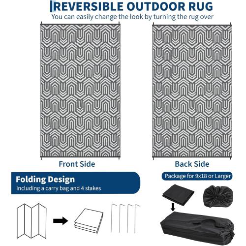 Garvee Outdoor Rug Large Waterproof Reversible Patio Rug