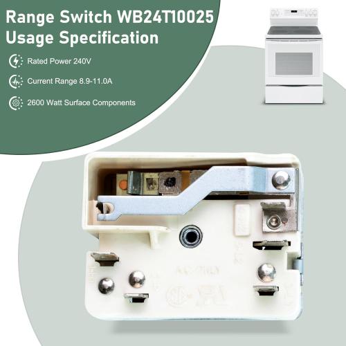 Wb24t10025 Infinite Switch Replace for GE Stove Parts, 8 Inch