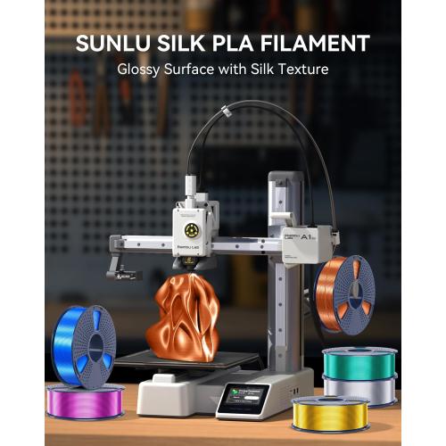 SUNLU 3D Printer Silk Filament,Shiny Silk PLA Filament 1.75mm, Smooth Silky Surface, Great Easy to Print for 3D Printers, Dimensional Accuracy  /- 0.02mm, Silk Light Gold 1KG