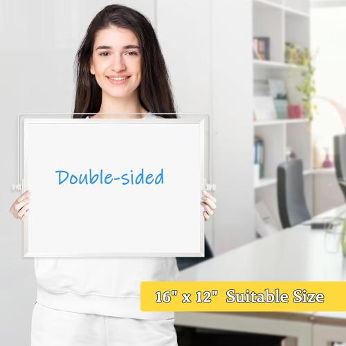 Double-Sided Magnetic White Board with Stand, 16 x 12