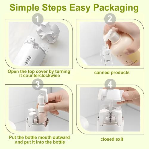 4-in-1 Travel Dispenser Bottle, TSA Approved Leakproof Set(White)