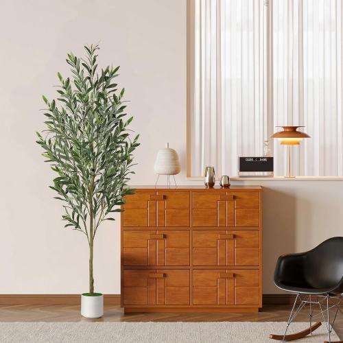 Alupssuc 3FT Faux Olive Tree with Fruits White Pot, Indoor Home Decor 2 pack