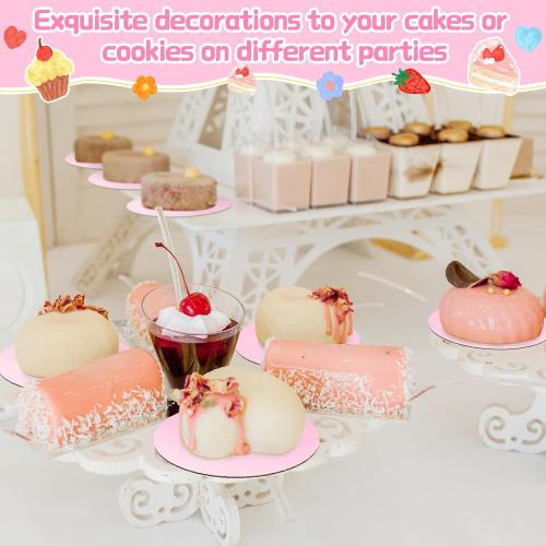 Newtay 100 Pcs 5 Inch Mini Round Cake Boards, Pink