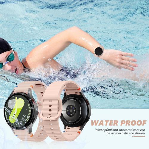 Sport Band for Samsung Galaxy Watch 7 Band 40mm 44mm,No Gap Soft Silicone Strap for Galaxy Watch 6 5 4 FE Band 40mm 44mm/Galaxy Watch 6/4 Classic 47mm 43mm 46mm 42mm/Watch 5 pro 45mm Men Women,6 Pack