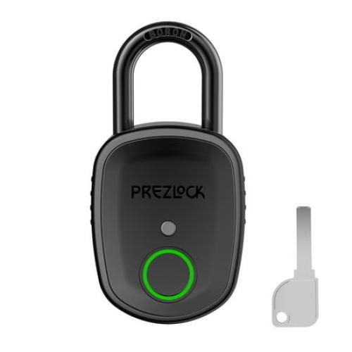 Fingerprint Padlock with Key Backup, 2keys, Prezlock, 51mm Alloy Metal Body with 1-1/8 inch Boron Shackle, Suitable for Outdoor and Heavy Duty.