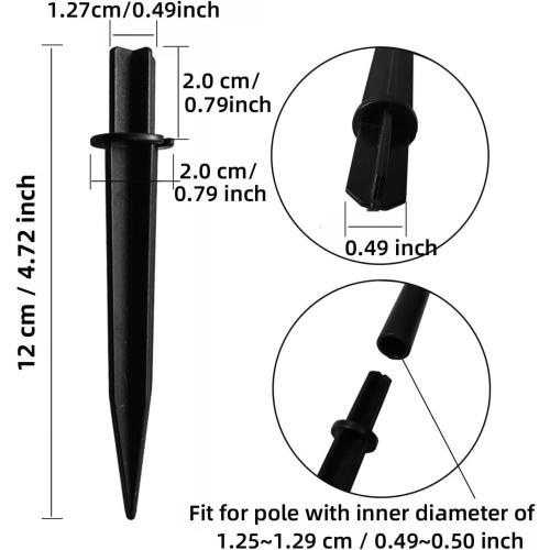 10 Pack Replacement Solar Light Stakes,0.49 ABS Plastic Reinforced Ground Spikes Fit for Pole Inner Diameter 0.49 to 0.5 - for Outdoor Lawn Pathway Christmas Solar Light Yard Garden Decor