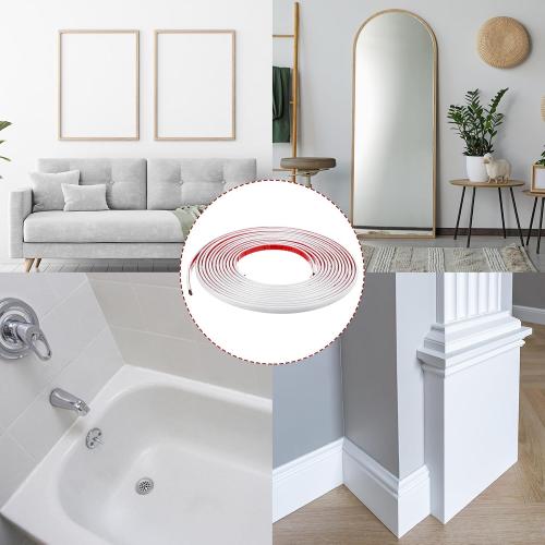 Peel and Stick Trim,Flexible Wall Molding Trim Waterproof Self-Adhesive Wall Trim for Mirror Frame Wall Edge DIY Home Decoration, Bright White