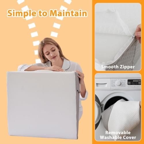 Ruqmuis Wedge Pillow for Acid Reflux, Bed Wedge Pillow for Headboard 10, Pillow Wedge for Back Pain Relief, Post Surgery, Elevated Pillows for Sleeping, Snoring, Triangle Pillow with Cover, White