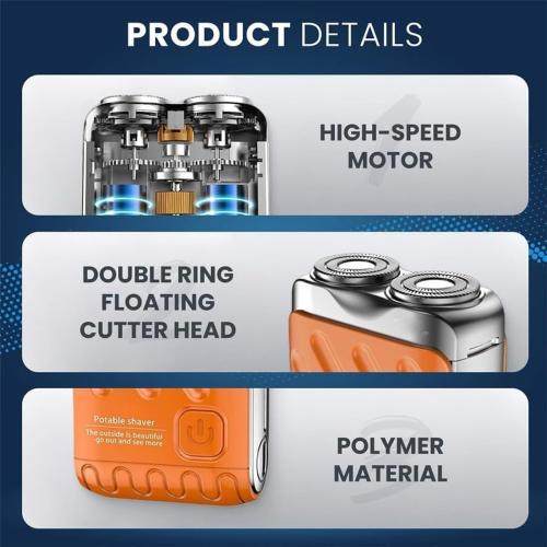 Mini Shaver with Magnetic Blades, Dual Head Rotary Electric Razor, USB Fast Charge Wet Dry Waterproof Travel Shaver for Men, Home Car Use