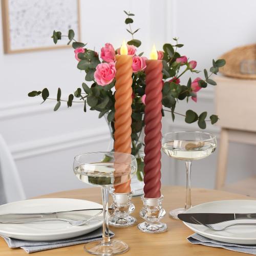 Baquler 6 Pcs Fall Flameless Taper Candles, 9.65 Inch Led, Mixcolor