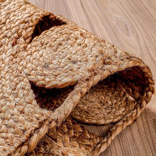 Boho Braided 1.5x3 Area Rug - Jute Natural Fiber Half Round Rug