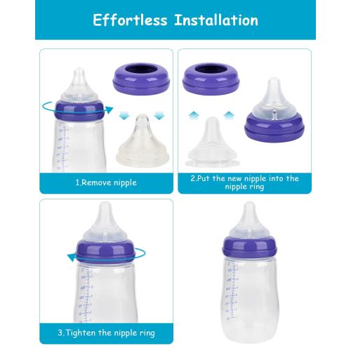 Silicone Nipple for Lansinoh Anti-Colic Baby Bottle, Fast Flow, Size L, 6m , 6 Count