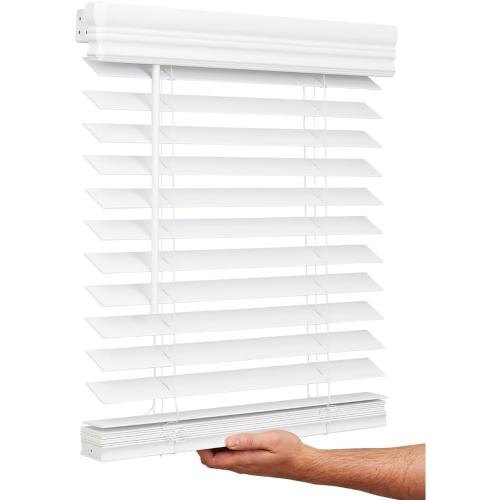 Lotus & Windoware Cordless, 2 Inch Faux Wood Blind, 27 Wide x 60 Long, Window Blinds, Blinds & Shades, Blinds for Indoor Windows, Smooth, Bright White - 27 x 60,Bright White