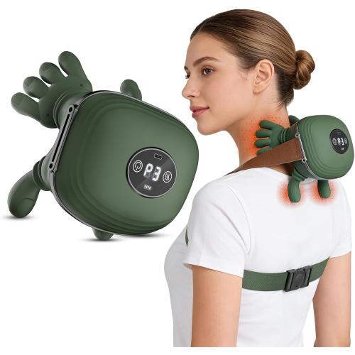 Human-Like Neck Massager with Heat for Pain Relief Deep Tissue, Cordless 4D Kneading Neck and Shoulder Massager with Bionic Fingers Massage and Screen, Ideal Gifts for Women Men