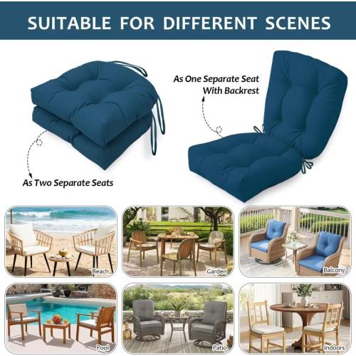 Outdoor Chair Cushions , 19x19 Tufted Outdoor Seat Cushions, Waterproof Patio Furniture Cushions,Navy Blue