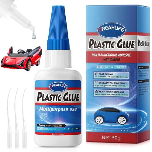 Super Glue for Plastic 30g, Strong Plastic Glue Heavy Duty | Waterproof Adhesive Reapir for Acrylic, PLA, Toys, Car, Acrylic, ABS, PVC, Tube, DIY Kits, Vinyl, Nylon