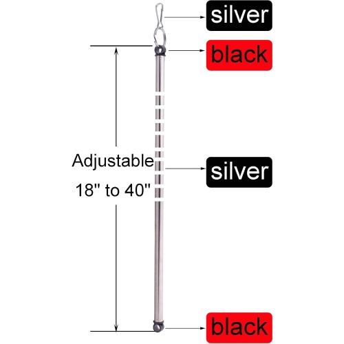 YYST 40-inch Adjustable Drapery Pull Drapery Curtain Wand Curtain Pull Wands w/Stainless Steel Hook (Black X 4)