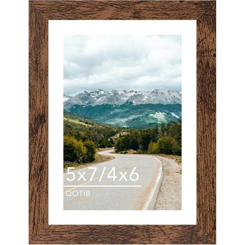 5x7 Picture Frame with 4x6 Mat Deep Brown, Display 4x6 with Mat or 5x7 Without Mat, Wood 5 by 7 Photo Frame, 5 x 7 Frame for Wall Hanging and Tabletop Display, Deep Brown
