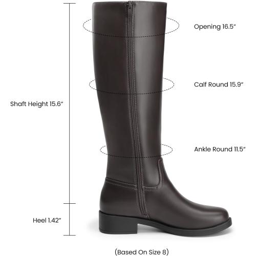 Size 8 5 Athlefit Knee High Boots for Women Flat Tall Fall Boots Chocolate Brown