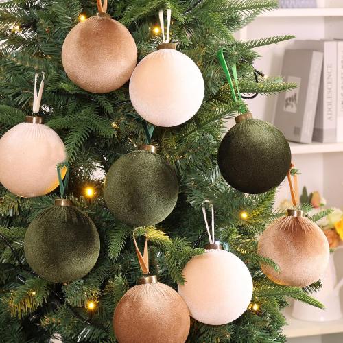 9 PCS Velvet Christmas Balls Ornaments 4inch& 6inch Christmas Large Ball Set for Xmas Tree Decor, Holiday Home Party (Mixed Colors 1, 4inch)