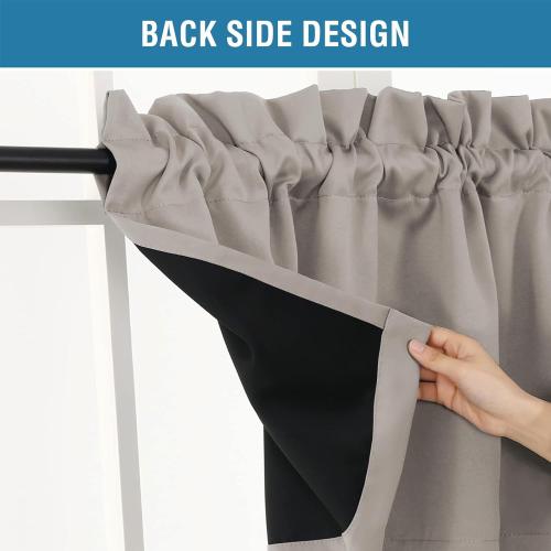 H.VERSAILTEX 100% Blackout Valances for Windows,Kitchen Window Valance Curtains for Living Room/Bedroom/Bathroom Privacy Decorative Rod Pocket Small Short Grapes 2 Pack, Warm Taupe