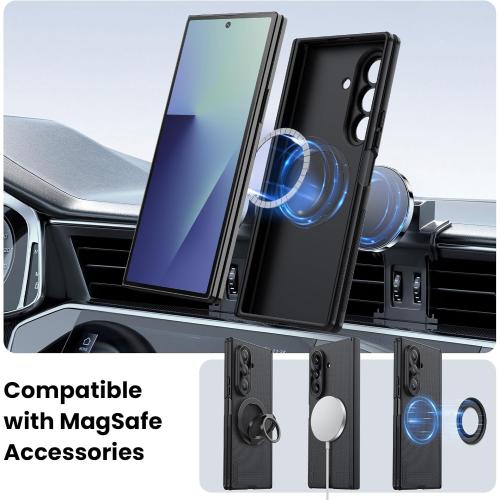 Nillkin Samsung Galaxy Z Fold 7 Magnetic Case, with Hinge Protection Front Cover Slim, Compatible with Magsafe, Frosted Shield Protective Case for Galaxy Z Fold 7 5G (Black)