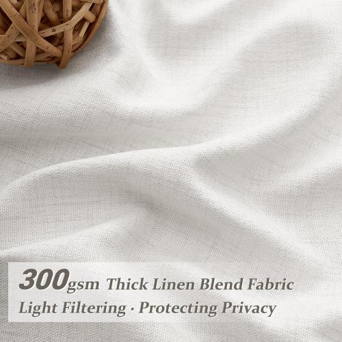 102 Inch Long Curtains for Living/Dining Room, Elegant Pinch Pleated Linen Curtain 102 inches Light Filter Privacy That Let Light in Cortinas para Sala Modernas 2 Panels Set Beige White