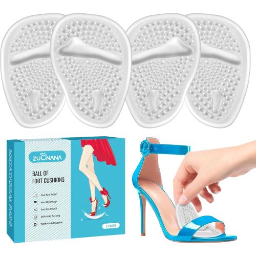 ZUCNANA Ball of Foot Cushions, Gel Shoe Inserts Heel Inserts Women 2 Pairs