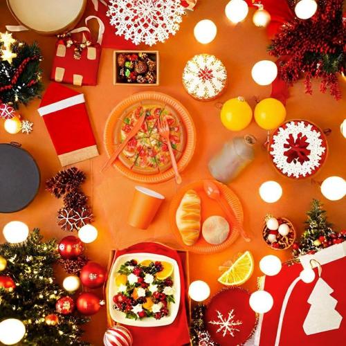 210pcs Orange Paper Plates Disposable Tableware Party Supplies- Includes 9 Dinner Plates, 7 Dessert Plates, 9oz Paper Cups, Napkins, Plastic Forks, Knives And Spoons For All Holiday Parties