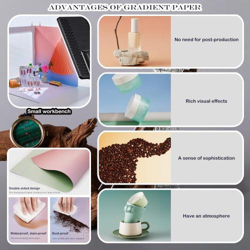 15PCS Content Creator Backdrop Photography Studio Photo Backdrops Board Kit: Portable Small Product Background Table Top Kit - Flat Lay Props for Jewelry Cosmetic Makeup 16 * 16IN Multi-Function