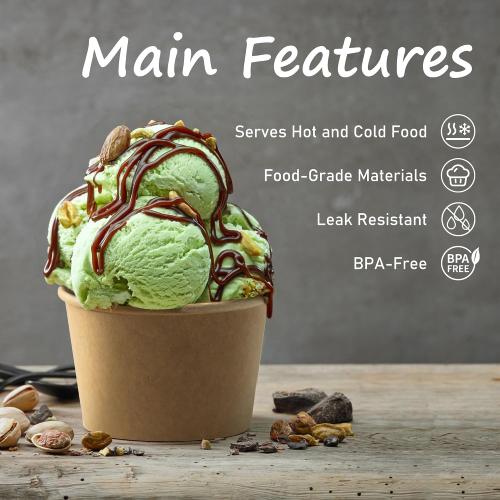 ESSENTIAL Paper Ice Cream Cups, 50 Pcs 8oz Paper Snack Bowls