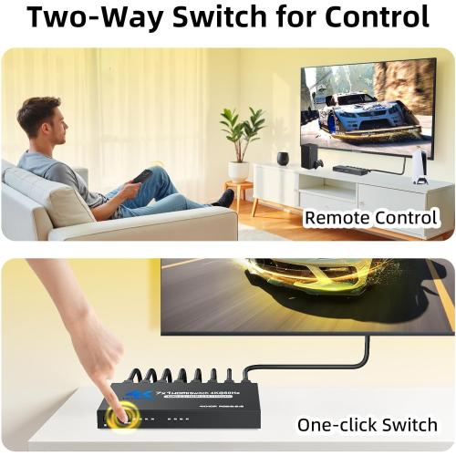 BolAAzuL 7 Port HDMI Switch 7 in 1 Out 4K@60Hz HDMI Selector Box w/Power