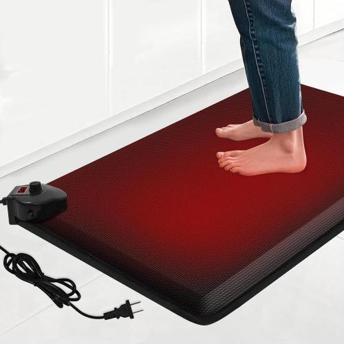 Heated Anti-Fatigue Floor Mat Under Desk - Heated Standing Mat Cushioned with Foot Warmer 17.7x30,8 Levels Temp & 12H Timer, 1.2 Thick Comfort Foam Heating Pad for Kitchen,Office,Home,Durable