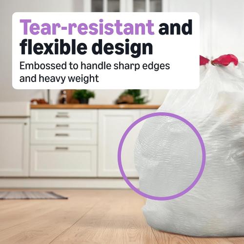 Amazon Basics Ultra-Force Tall Kitchen Drawstring Trash Bags, Lavender Scented, 13 Gallon, 80 Count, Pack of 1, Packaging May Vary