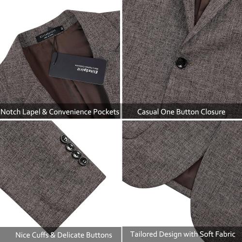 Size XXXL Brown Sport Coats and Blazers for Men Linen Suit Jacket Casual Blazer One Button Brown