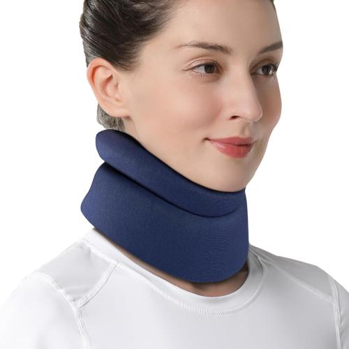 VELPEAU Neck Brace for Neck Pain and Support - Soft Cervical Collar for Sleeping in Bed, Snoozing, Sleeping Upright, Anti-Snoring, Sleep Apnea for Women & Men (Blue, Comfort Version, Medium: 11.5-14/3″)