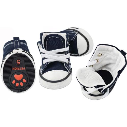 Pet Dog Shoes, Puppy Canvas Sport Shoes Sneaker Boots, Non Slip Causal Shoes Dog & Cat Paw Protective Cover for Outdoor Walking, Sports and Hot Pavement, 4pcs