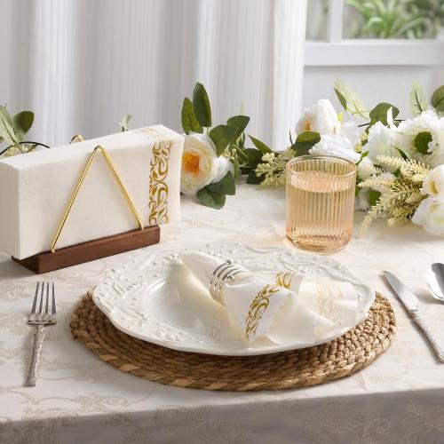 BESTVIP 1 Pack‼️ Disposable Hand Towels for Bathroom, Linen Feel, Gold