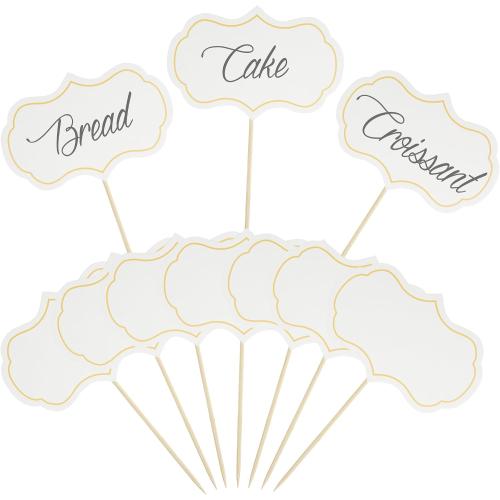 Cheese Markers, Charcuterie Boards Accessories, 24 Pieces Food Labels for Party Buffet, Blank Toothpick Flags, Cake Toppers, Chalkboard Cupcake Toppers Picks for Wedding Birthday Party Decor, White