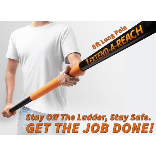 5-8 ft Long Telescopic Extension Pole // Multi-Purpose Extendable Pole with Universal Twist-on Metal Tip // Lightweight and Sturdy // Best for Painting, Dusting and Window Cleaning