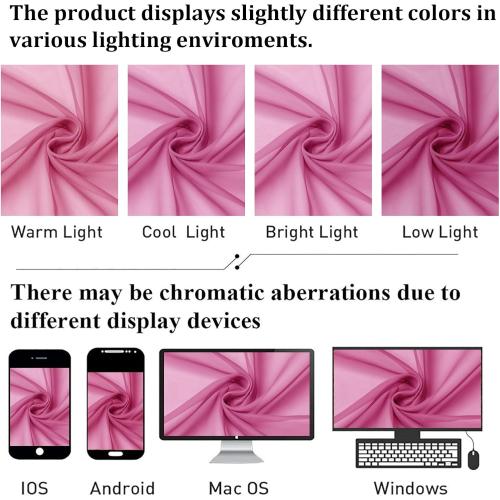 Hot Pink Sheer Curtains 63 Inch Length 2 Pcs, Solid Voile Long Light Filtering Curtains for Living Room, Dual Rod Pocket Home Decor Drapes for Bedroom Dining Room, Each Panel 42 W x 63 L