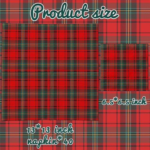 Christmas Napkins, 40Pcs Christmas Plaid Paper Napkin Disposable Red Buffalo Plaid Napkin Cocktail Napkins Tartan Plaid Paper Napkins for Xmas Winter Holiday Dinner Party Supplies