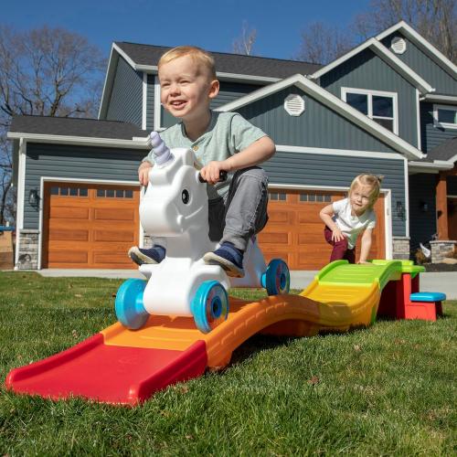 Step2 Unicorn Up & Down Roller Coaster Kids Ride On Toy, Push Car, Indoor/Outdoor Playset, Made of Durable Plastic, Max Weight 50 lbs., For Toddlers 2-5 Years Old, Multicolor