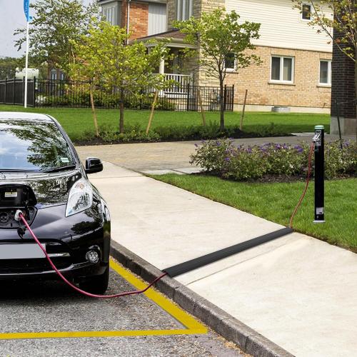 10 ft Cord Covers for Wires on Floor, Heavy Duty PVC Duct Floor Cord Cover, Floor Cable Cover Easy to Unroll Prevent Trip Hazard for Home Office or Outdoor Settings (Black)