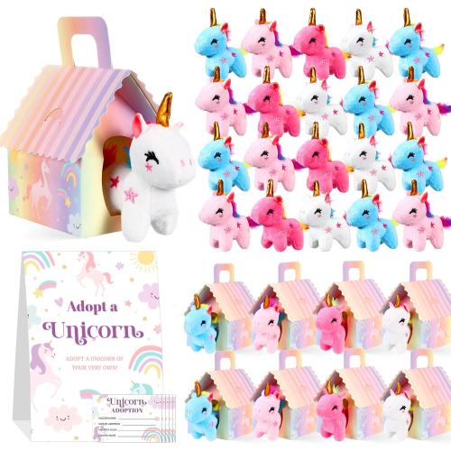 Blueweenly 37 Pcs Adopt a Unicorn Party Favors Set Mini Unicorn Plush Gift